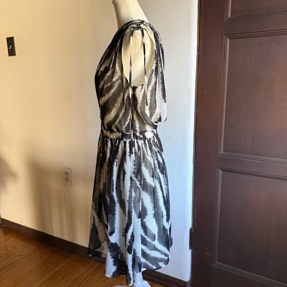 MISS SIXTY | Y2K Zebra Print Crinkle Chiffon Draped One Shoulder Party Dress 10 - Picture 2 of 5